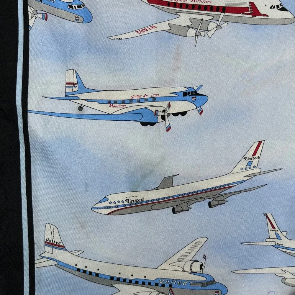Vintage Clipped Wings United Air Lines Capital Airlines Silk Aviation Scarf